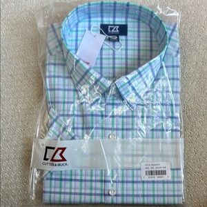 Cutter & Buck Men's Blue Plaid Shirt